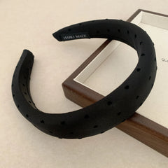 Satin Padded Headband with Mini Heart Print - 1.2 Inch
