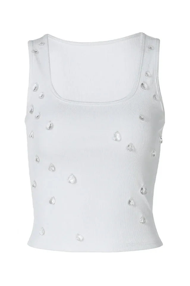 Ribbed Crystal Tank Top - View 24 | TEVQA