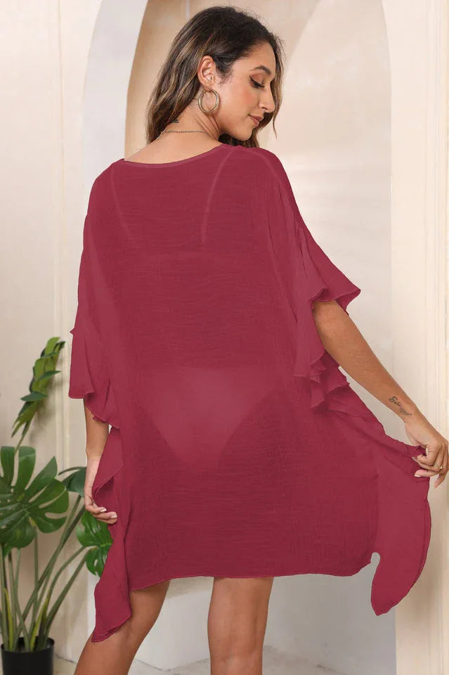 Ruffle Beach Cover Up Dress - View 19 | TEVQA