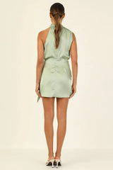 Santorini Satin Mini Dress - View 6 | TEVQA