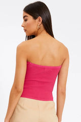 Merlaine Strapless Knotted Knit Crop Top - View 19 | TEVQA