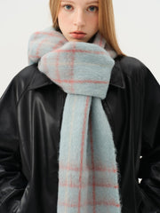 Soft 25% Wool Blend Plaid Scarf