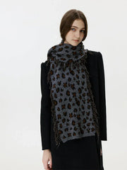 Vintage Leopard Print Knit Scarf - TEVQA