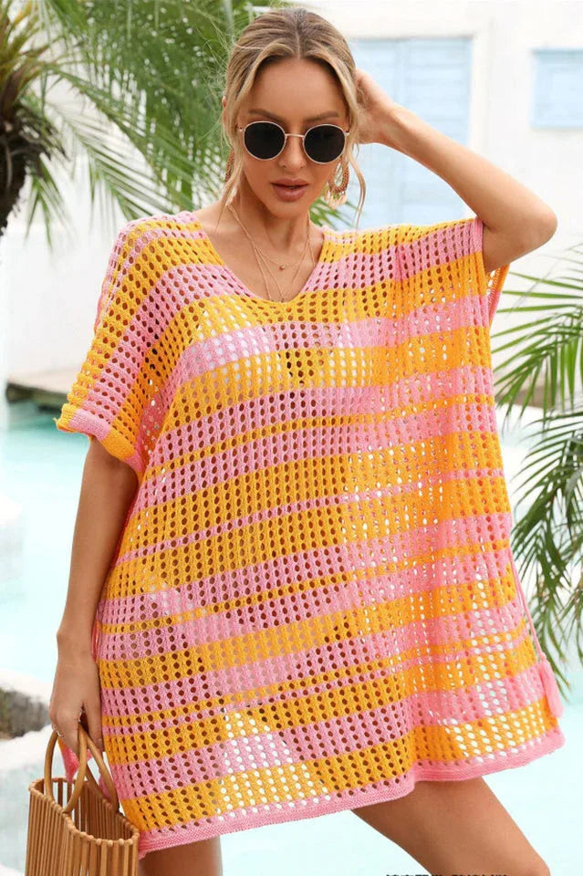Crocheted V-Neck Beach Cover Up - View 15 | TEVQA