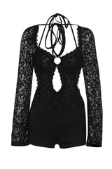 Adela Cut-Out Halter Neck Lace Playsuit | Dress In Beauty