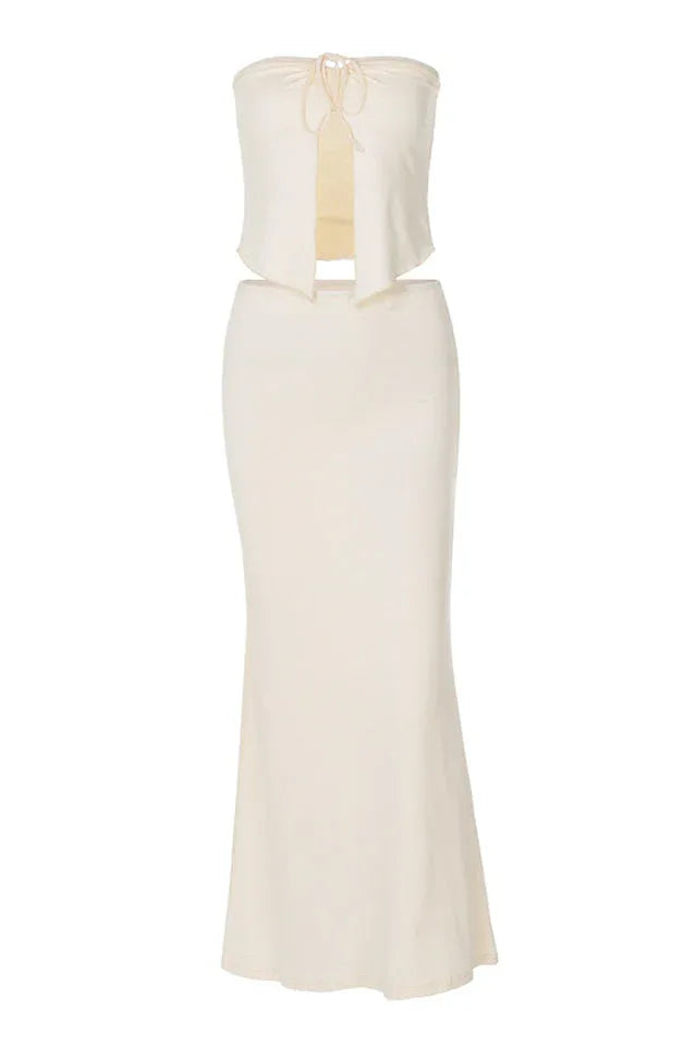 Strapless Cut-Out Maxi Skirt Set - View 9 | TEVQA