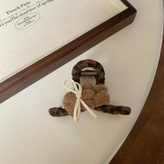 Oversized plaid scrunchie with knit charm - View 7 | TEVQA