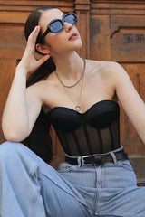 Raven Boned Corset Top - View 7 | TEVQA
