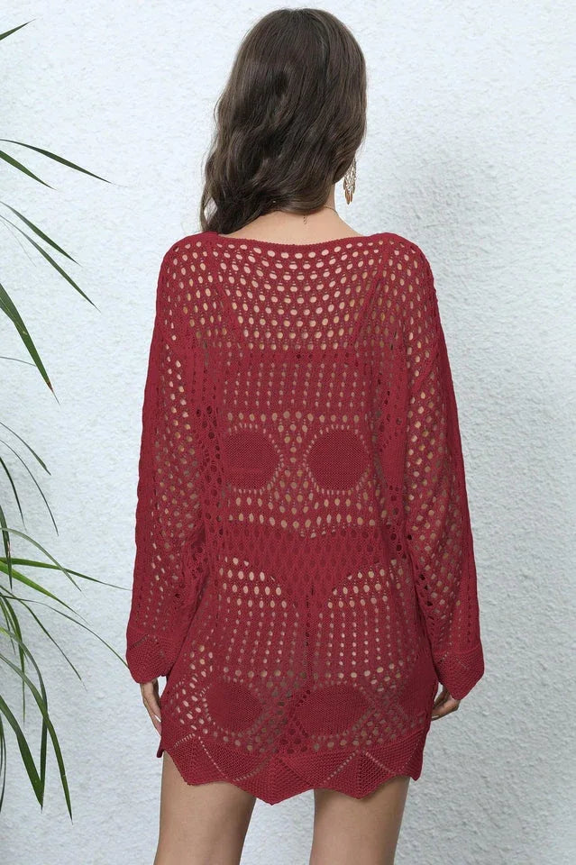 Crochet Knit Beach Cover Up - View 25 | TEVQA