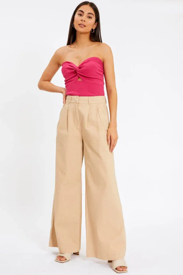 Merlaine Strapless Knotted Knit Crop Top - View 20 | TEVQA