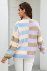 Color Block Striped Knit Sweater - View 14 | TEVQA