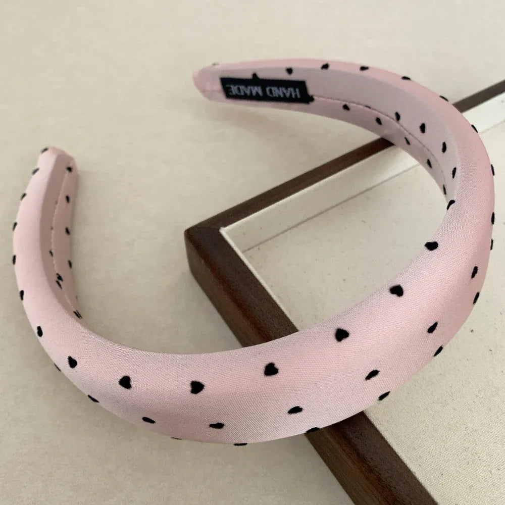 Padded satin headband with mini heart print - View 6 | TEVQA