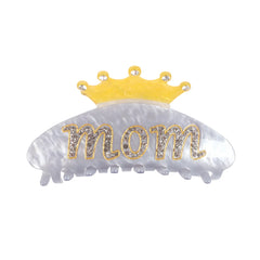 Jeweled "MOM" Crown Acetate Hair Claw (4.1 Inch)