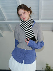 Coquette Aesthetic Pink & Brown Striped Skinny Scarf