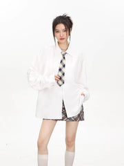 Oversized plaid tie shirt set - View 6 | TEVQA