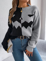 Spooky Chic Split Color Block Pumpkin Sweater - TEVQA