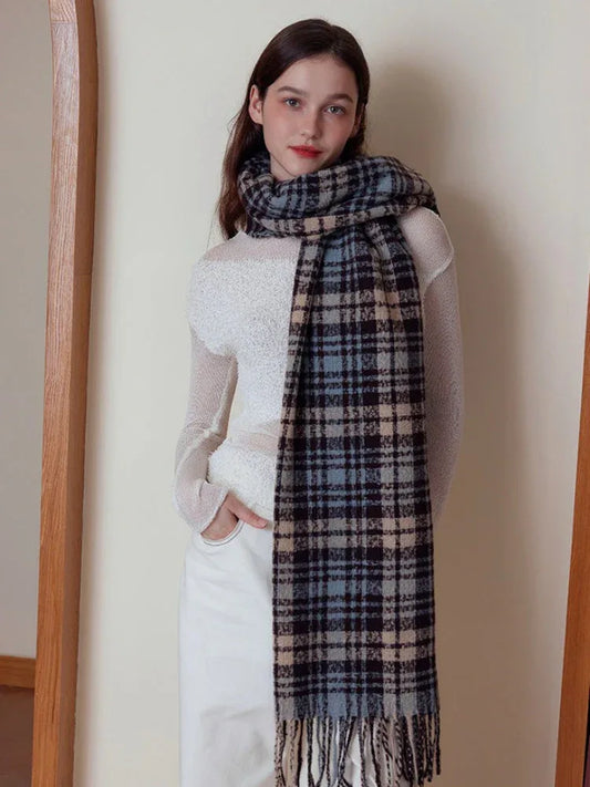 Vintage Academy Plaid Scarf - TEVQA