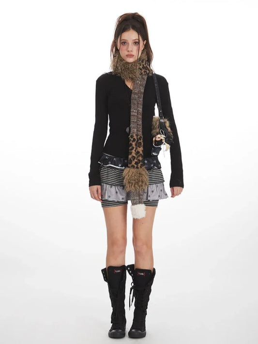 Y2K Grunge Essential V-Neck Long Sleeve Top - TEVQA