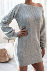 Slouchy Ribbed Knit Sweater Dress - View 15 | TEVQA