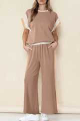 Women's striped knit two-piece set - View 8 | TEVQA