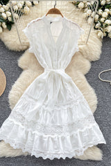 Livia Embroidered Lace Tiered Mini Dress | Dress In Beauty