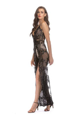 High Slit Backless Boho Cocktail Gown - TEVQA