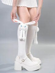 Black Knee High Socks with Removable 3D Quirky Monster Doll