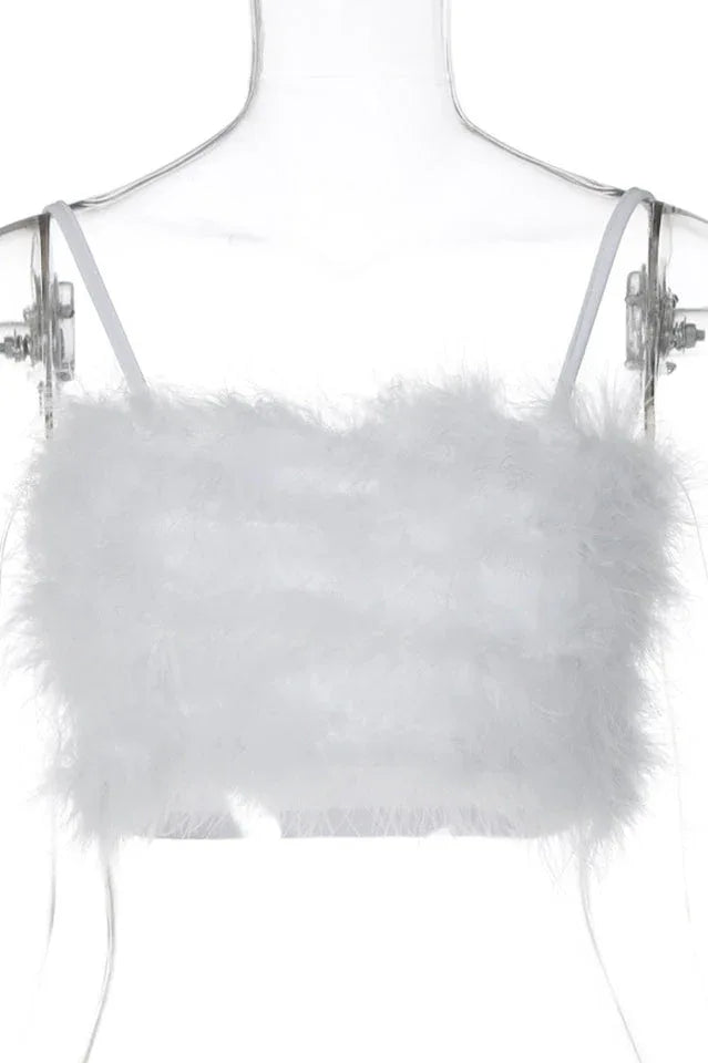 Fuzzy Feather Crop Top - View 13 | TEVQA