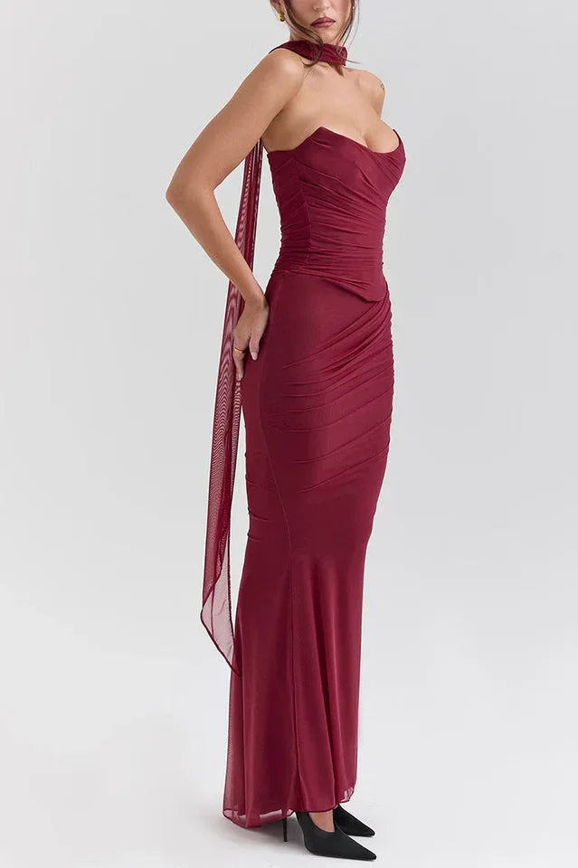 Hallie Corset With Neck Scarf + Skirt Set - View 6 | TEVQA