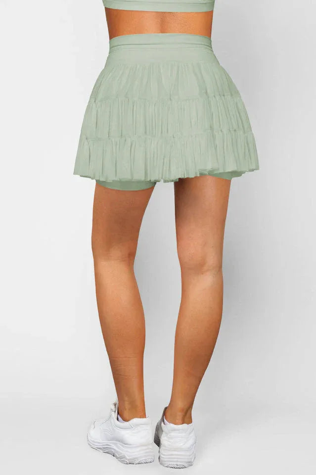 High Waist Ruffle Skort - View 30 | TEVQA