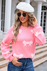 Bow Round Neck Dropped Shoulder Sweater | Dress In Beauty