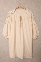 Lace Trim Three-Quarter Sleeve Cover-Up - View 15 | TEVQA