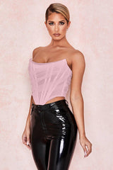 Seraphina Cream Mesh Corset Top - View 11 | TEVQA