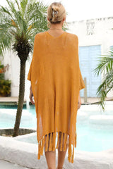 Openwork knit beach cover up with fringe hem - View 23 | TEVQA