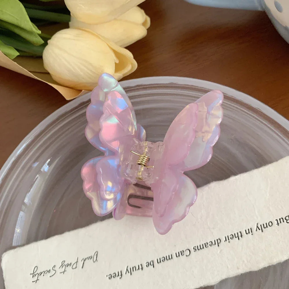 3D iridescent butterfly hair claw clip - View 7 | TEVQA