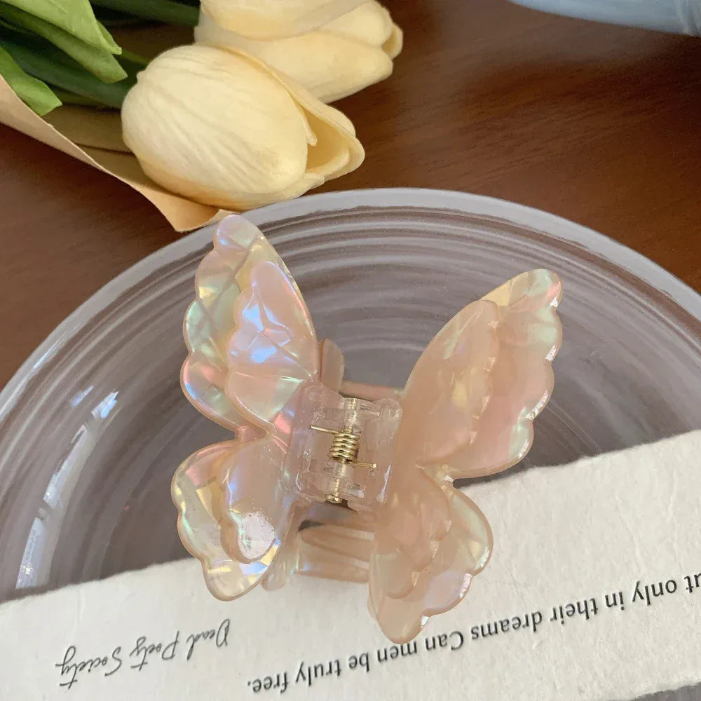 3D iridescent butterfly hair claw clip - View 8 | TEVQA