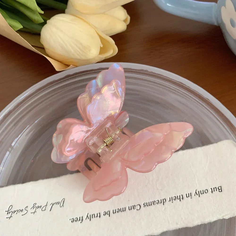 3D iridescent butterfly hair claw clip - View 12 | TEVQA