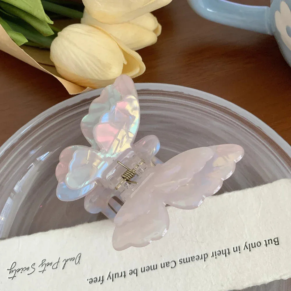 3D iridescent butterfly hair claw clip - View 11 | TEVQA