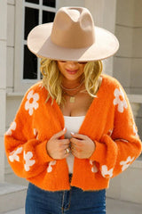 Fuzzy Floral Knit Cardigan - View 18 | TEVQA