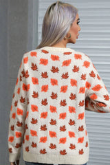 Maple Leaf Print Sweater - View 8 | TEVQA