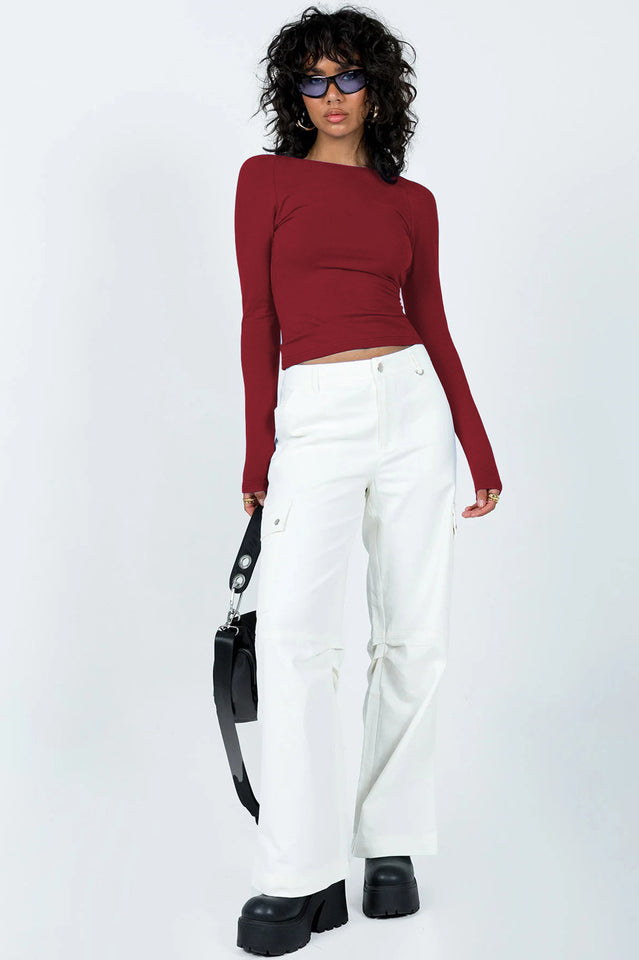 Backless Round Neck Long Sleeve Blouse | Dress In Beauty