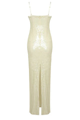 Lorelei Brown Sequin Maxi Dress with Floral Detail - View 32 | TEVQA