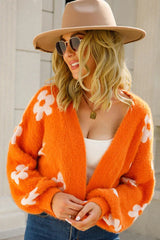 Fuzzy Floral Knit Cardigan - View 17 | TEVQA