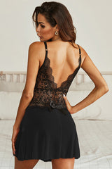 (S-2XL) V Neck Open Back Lace Lingerie Set | Dress In Beauty