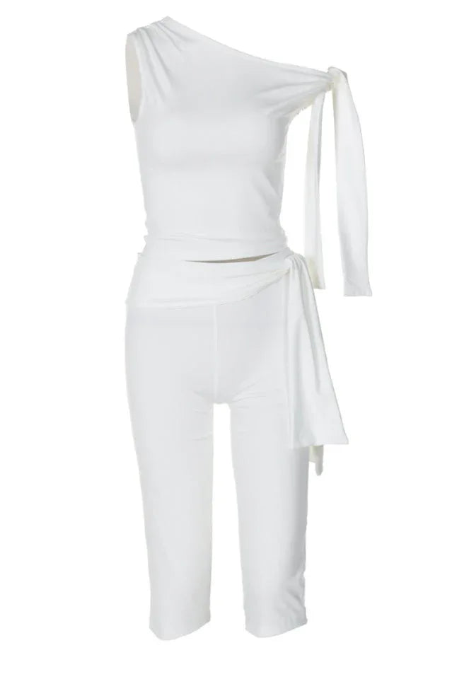 One-shoulder knit pants set - View 22 | TEVQA