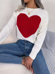 Grey and white cable knit heart sweater - View 15 | TEVQA