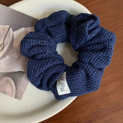 Oversized waffle knit scrunchie in various neutral colors - View 10 | TEVQA