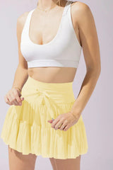 Pirouette Skort with Ruffled Tulle and Drawstring Waist - View 34 | TEVQA