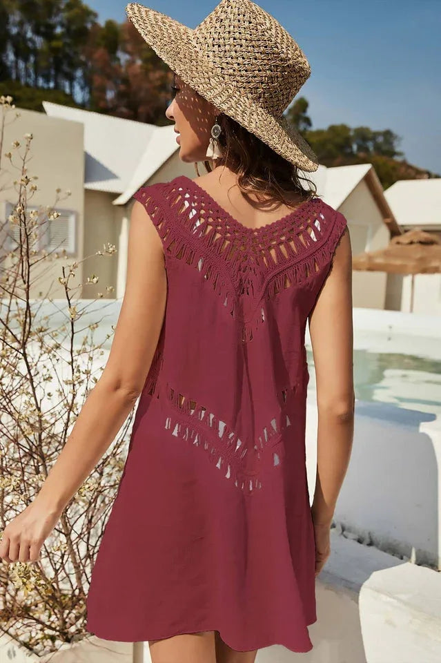 Openwork Knit Beach Cover-Up Dress - View 18 | TEVQA
