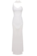 White Strapless Scarf Maxi Dress - TEVQA